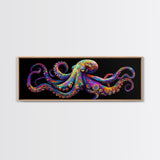 Vibrant Octopus Art Canvas Print Coastal Decor Nautical Wall Art Gift Idea Underwater Ocean Life Abstract Extra Wide Horizontal