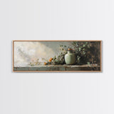 Minimalist Vase with Leaves Framed Canvas Print – Botanical Prints, Green Wall Art, Rustic Wall Art, Above Bed Wall Art, Gift Idea For Her