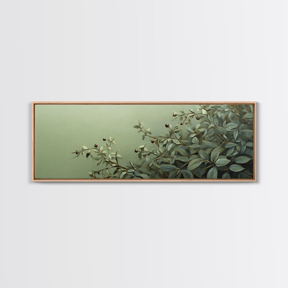 Nature-Inspired Sage Green Framed Canvas Print – Sage Green Wall Art, Botanical Prints, Minimalist Art, Bedroom Art, Wabi Sabi Art