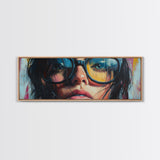 Stylish Woman Portrait Canvas Print, Boho Whimsical Art Modern Decor, Gift Idea Living Room Pop Art Vibrant Expression Artwork