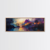 Dreamy Canvas Print Fall Landscape Art Mountain Mist Moody Panoramic Rustic Above Couch Extra Wide Wall Art Bedroom Decor