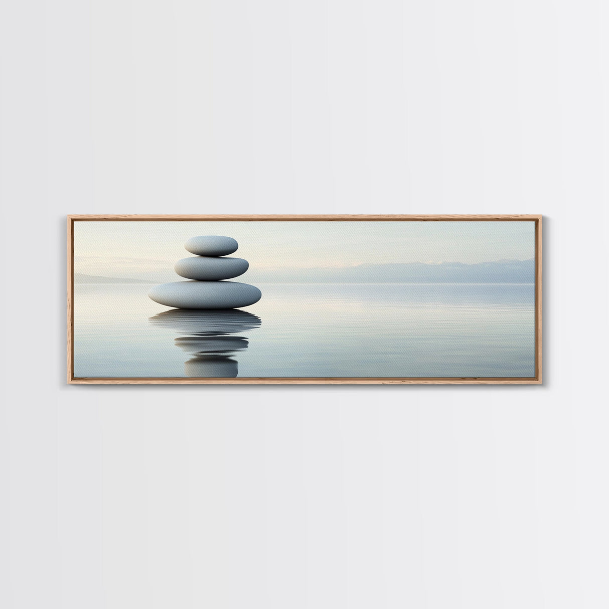 Zen Inspired Framed Canvas Print Minimalist Art Stacked Stones Calming Wabi Sabi Style Living Room Decor Neutral Wall Art
