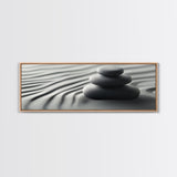 Coastal Harmony Framed Canvas Print Tranquil Pebbles Zen Reflection Nautical Decor Above Couch Living Room Wall Art