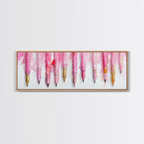 Abstract Pink Pens Framed Canvas Print - Whimsical Art, Light Pink Dorm Wall Decor, Vertical Art Gift Idea, Unique Living Room Canvas Print