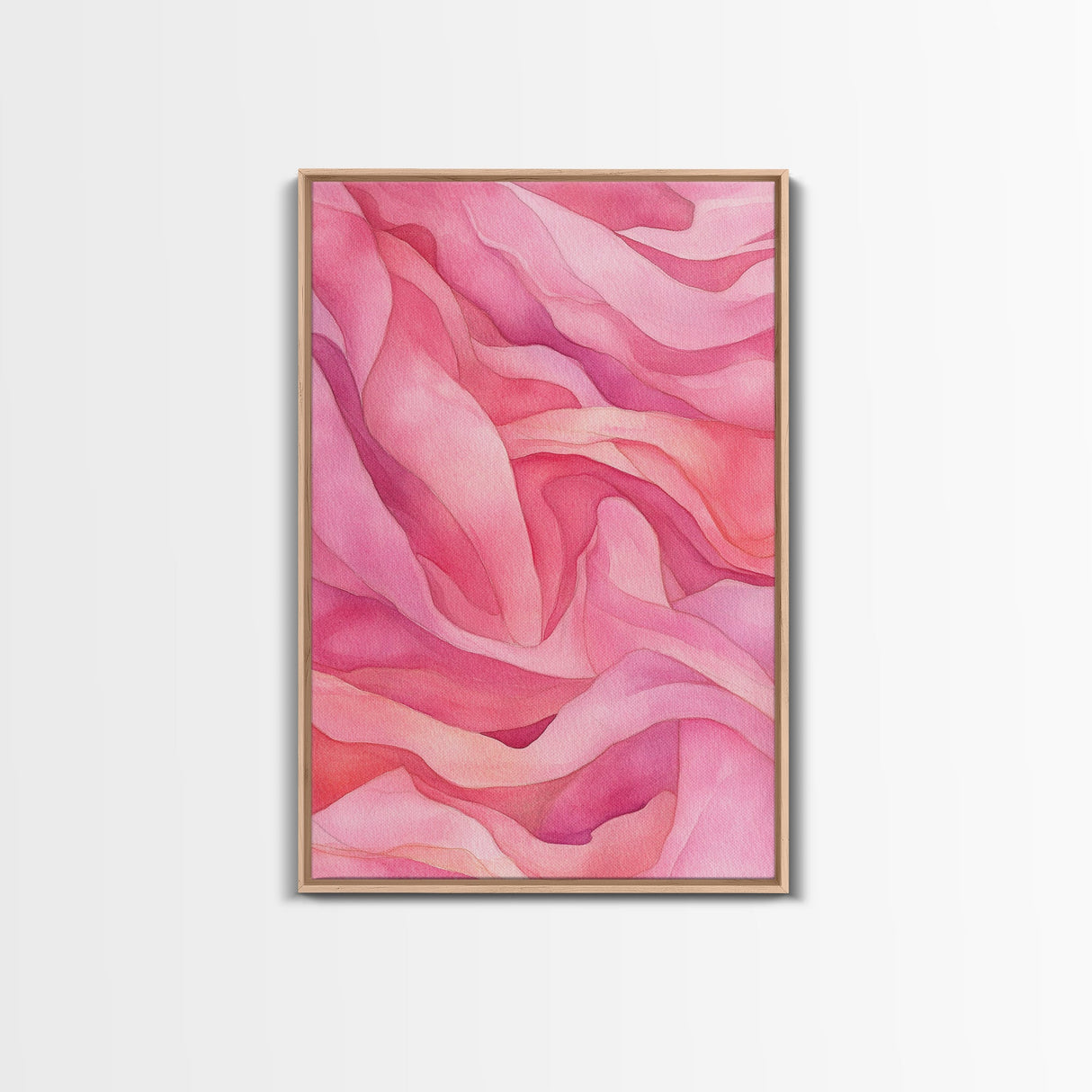 Flowing Abstract Pink Wave Art Framed Canvas Print | Feminine and Minimalist Bedroom or Living Room Aesthetic | Whimsical Art Decor