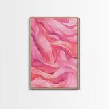 Flowing Abstract Pink Wave Art Framed Canvas Print | Feminine and Minimalist Bedroom or Living Room Aesthetic | Whimsical Art Decor