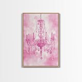 Pink Crystal Chandelier Canvas Print | Romantic Light Decor | Rustic Wall Art | Elegant Bedroom Art | Above Bed Wall Art | Farmhouse Decor
