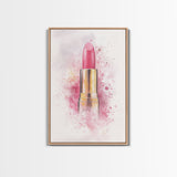Radiant Pink Lipstick Canvas Print | Feminine Wall Art | Makeup Lover Decor | Modern Minimalist Art | Bathroom Accent | Gift Idea Her
