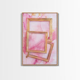 Golden Frames on Pink Canvas Print | Abstract Minimalist Wall Art | Rustic Gold Decor | Wabi Sabi Aesthetic | Living Room Accent | Gift Idea