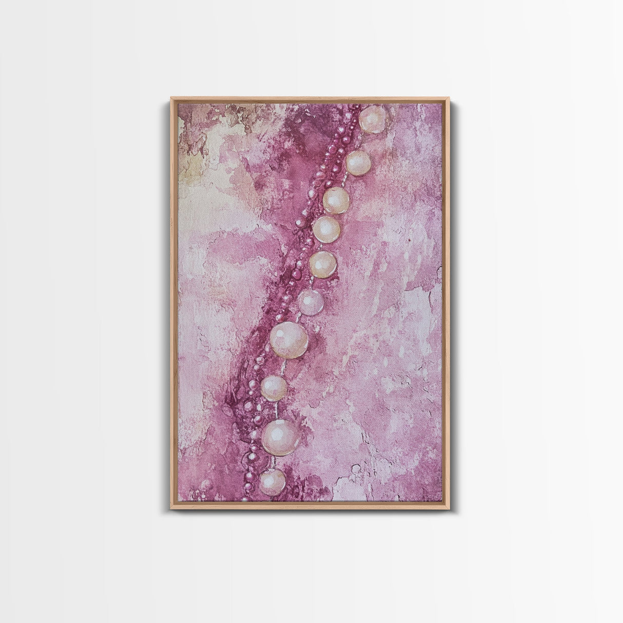 Pearlescent Beads Abstract Canvas Print Light Pink Wall Art Vertical Artwork Minimalist Decor Original Painting Bedroom Art