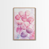 Pink Seashell Collection Framed Canvas Print Coastal Wall Art Nautical Decor Coastal Cowgirl Wall Art Beach House Nautical Painting