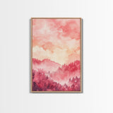 Pink Mountain Sunset Canvas Print, Landscape Painting, Smoky Mountain Art, Pink Orange Wall Art, Bedroom Art, Artistic Decor, Living Room Art
