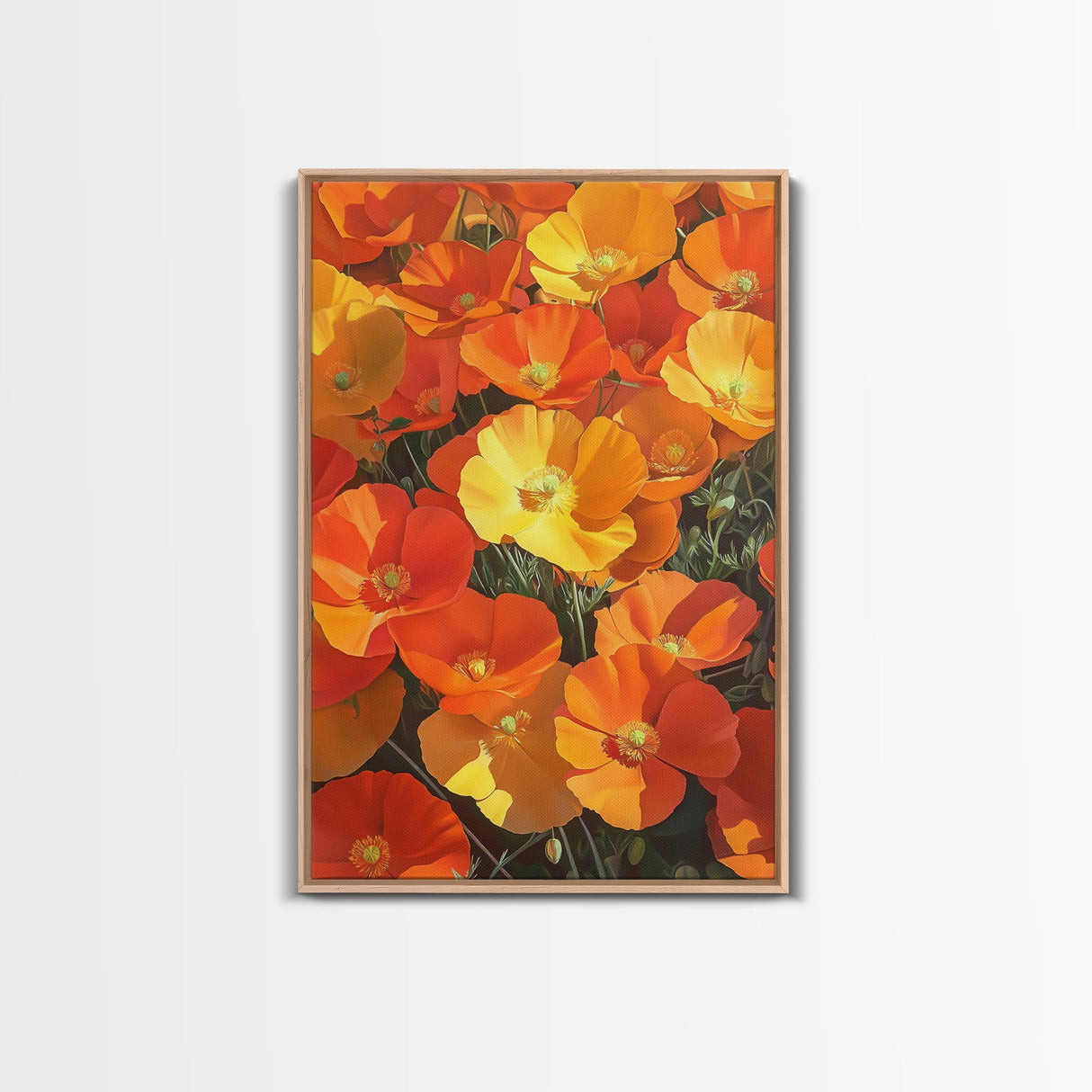 Vibrant Poppy Canvas Print with California Wildflower Art, Bright Floral Rustic Decor, Farmhouse Nature Landscape for Living Room