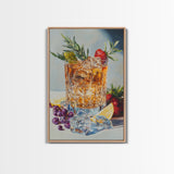 Whiskey Glass Canvas Print | Rustic Bar Kitchen Wall Art | Coastal Decor Martini Painting | Living Room Gift Idea for Him Art Print