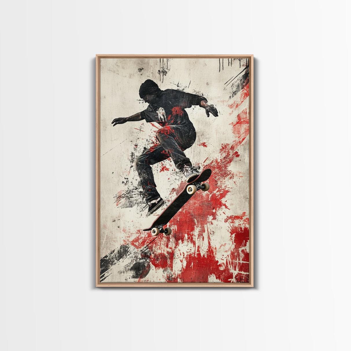 Energetic Skater Canvas Print with Urban Graffiti Wall Art and Bold Street Style Decor, Perfect for Living Room Accent Walls