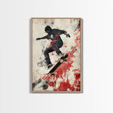 Energetic Skater Canvas Print with Urban Graffiti Wall Art and Bold Street Style Decor, Perfect for Living Room Accent Walls