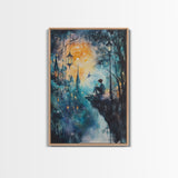 Magical Nightscape Framed Canvas Print Whimsical Fantasy Art Moody Wall Art Gift Idea Living Room Decor Dark Romantic Artwork