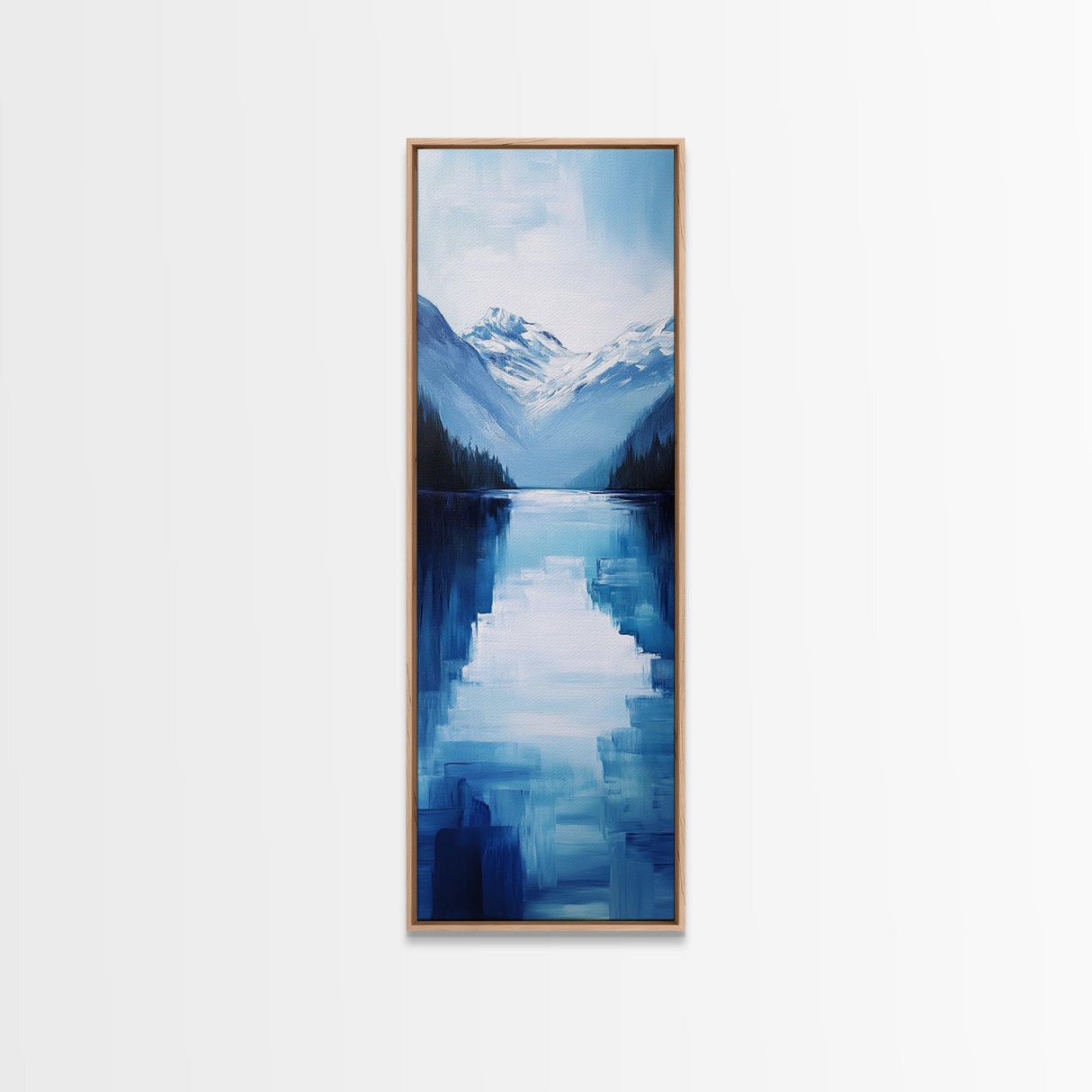 Alpine Lake, smoky mountain art, extra wide art, nature wall art, minimalist art, rustic decor, Canvas Print, above bed wall art