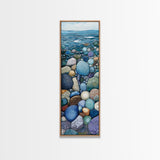 Pebble Beach, mosaic wall art, coastal decor, nautical painting, blue and green wall art, extra wide art, Canvas Print, above sofa art