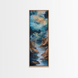 Moody River, Smoky Mountain Art, Landscape Painting, Moody Art, Blue and Green Wall Art, Tall Skinny Art, Framed Canvas Print