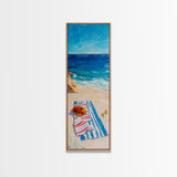 Seaside Picnic, Summer Vibes, Coastal Painting, Nautical Decor, Beach House Art, Food Review Kitchen Art, Framed Canvas Print