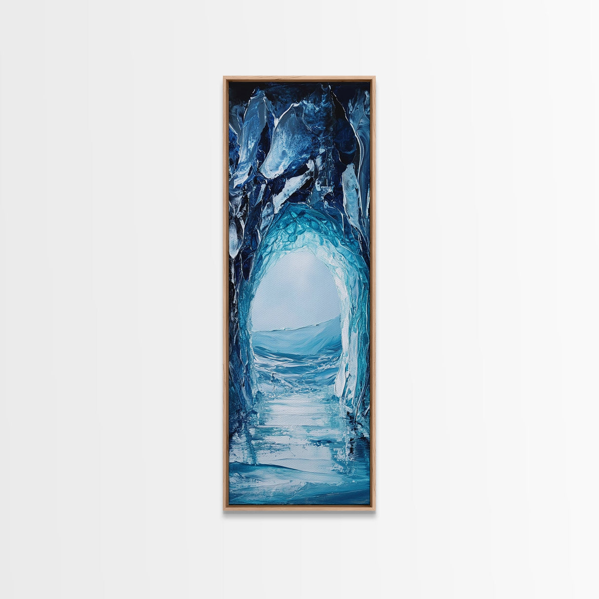 Ice Cave, Seascape Painting, Nautical Decor, Coastal Landscape Art, Blue and Green Wall Art, Abstract Art, Framed Canvas Print