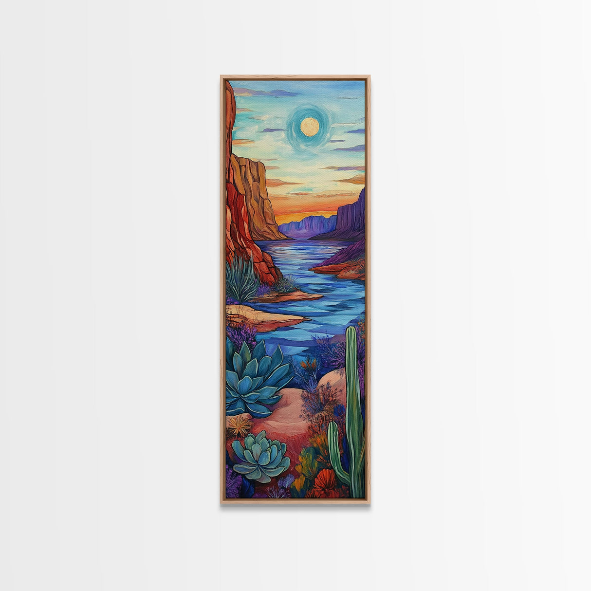 Southwest wall art, desert landscape, Joshua tree art, agave painting, mountain painting, framed canvas print, above couch decor