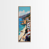 Coastal Retreat, palm tree painting, tropical art, Hawaii art, vacation home decor, Framed Canvas Print, vertical wall art