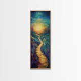 Golden Pathway, landscape painting, sunset painting, nature wall art, panoramic painting, scenic artwork, fall painting, Canvas Print