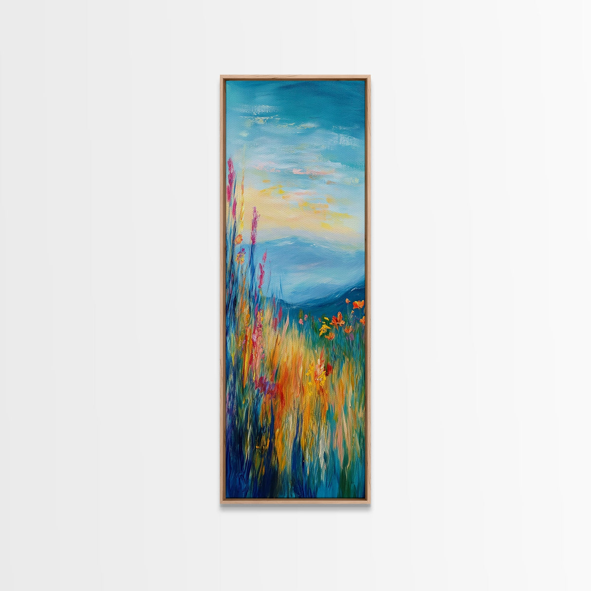 Wildflower Hills, landscape painting, California poppy art, mountain painting, scenic artwork, nature wall art, bedroom art