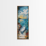 Rowboat painting, lake Tahoe art, fisherman painting, rustic wall art, nautical painting, coastal landscape art, canvas print