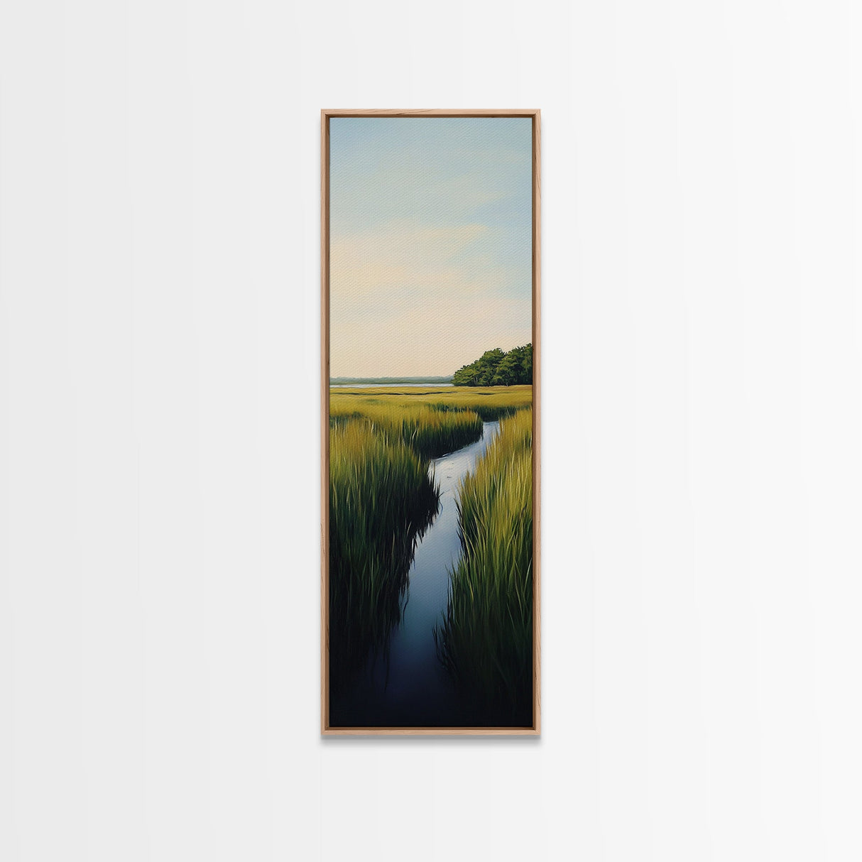 Marsh landscape, marsh painting, coastal decor, framed canvas print, extra wide art, original painting, above couch art
