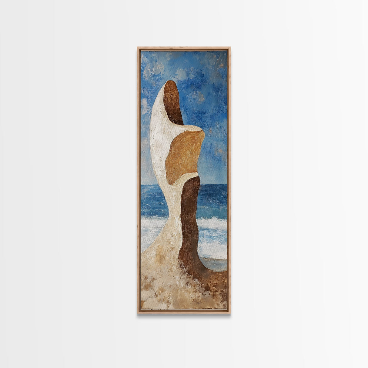 Surreal Beach Rock, coastal decor, wabi sabi art, abstract landscape painting, framed canvas print, above couch art