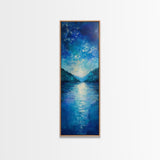 Lake Reflection Art, Moody Landscape, Blue and Green Wall Art, Minimalist Art, Above Sofa Art, Framed Canvas Print
