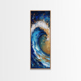 Ocean Wave, coastal decor, nautical painting, seascape painting, blue and green wall art, extra wide art, Canvas Print
