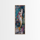 Fish Art, koi fish painting, fly fishing art, trout art, coastal decor, blue and green wall art, Canvas Print, living room art