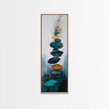 Zen Stones, minimalist art, zen wall art, wabi sabi art, sage green wall art, extra wide art, tall narrow art, Canvas Print, boho art