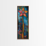 Vibrant Flower, botanical prints, pink orange wall art, boho art, whimsical art, tall narrow art, framed canvas print