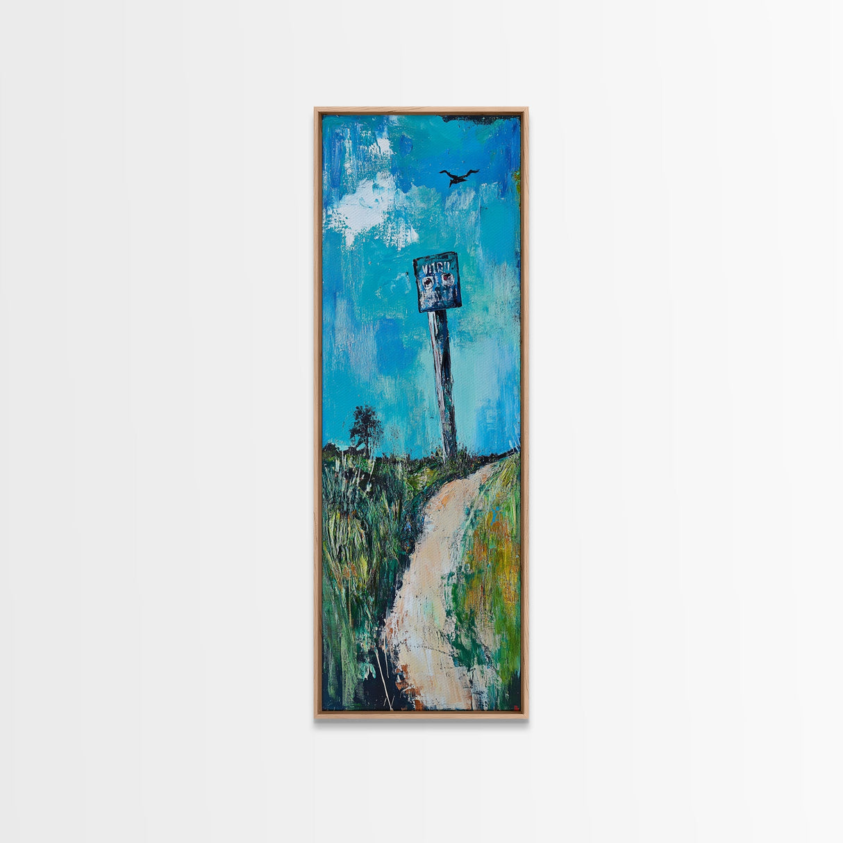 Fading Road, abstract landscape, moody art, blue and green wall art, coastal decor, rustic wall art, framed canvas print