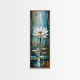 White Lotus, zen wall art, botanical prints, yoga art, teal wall art, sacred geometry wall art, framed canvas print, minimalist art