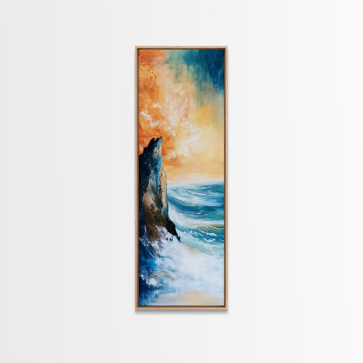 Sunset Cliff, coastal painting, framed canvas print, nautical wall art, seascape painting, landscape painting, ocean art, wall decor