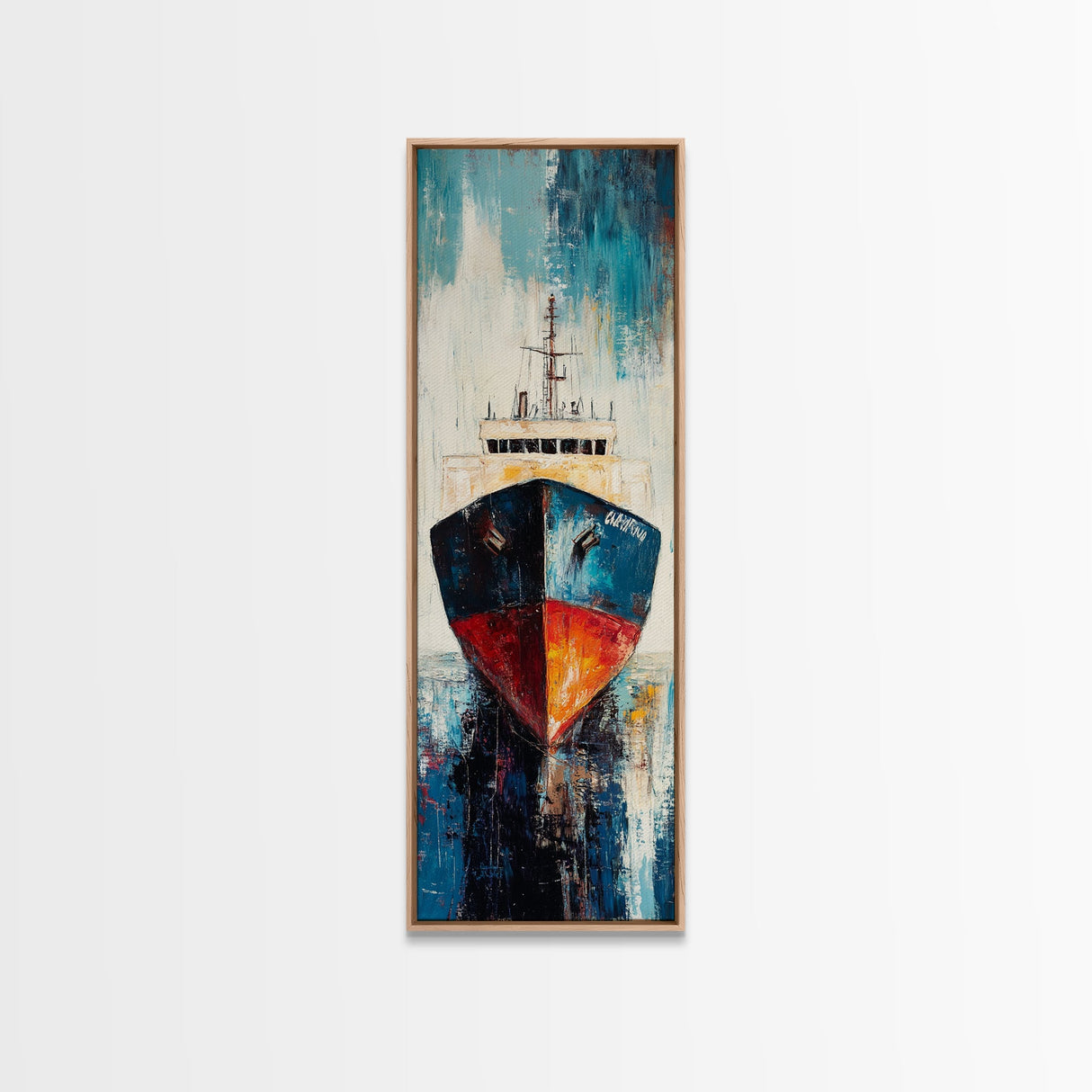Fishing Boat Docked, nautical painting, maritime wall art, coastal cowgirl wall art, fishing decor, framed canvas print, vertical wall art