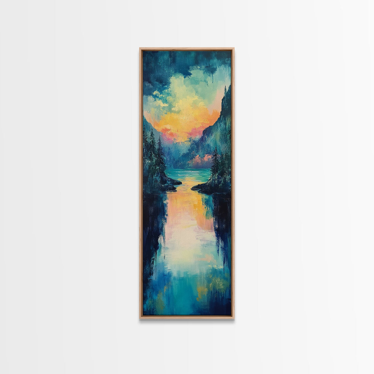 Moody Landscape Art, Sunset Painting, Smoky Mountain Art, Rustic Wall Art, Blue and Green Wall Art, Framed Canvas Print, Gift Idea