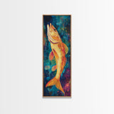 Vibrant, Fish Painting, Framed Canvas Print, koi fish painting, nautical painting, fly fishing art, coastal wall art, rustic decor, unique gift idea