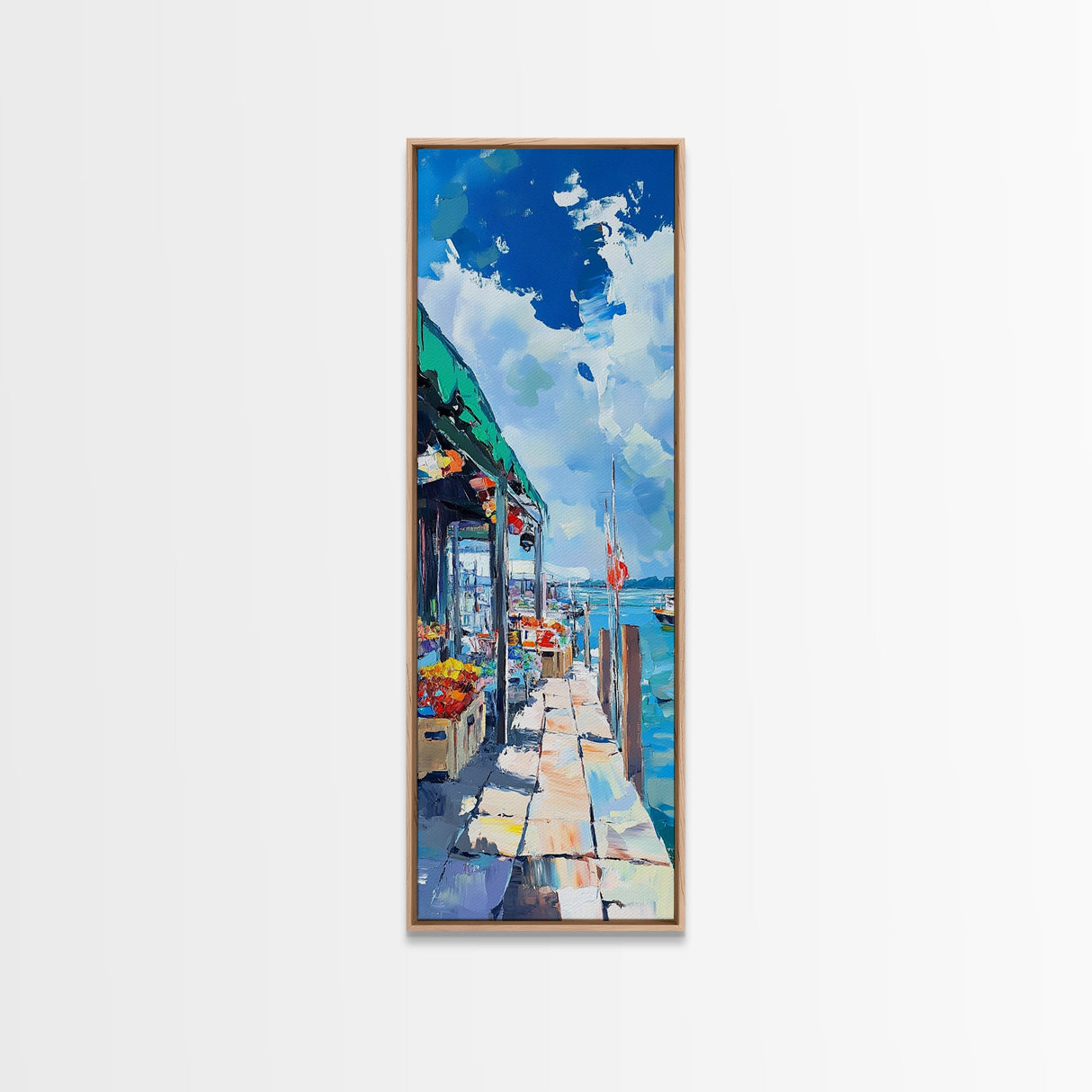 Seaside market, painting morro bay, Nantucket painting, coastal landscape art, nautical decor, framed canvas print, rustic decor