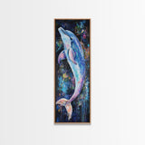 Cosmic dolphin, dolphin painting, ocean wall art, nautical painting, whimsical art, blue and green wall art, framed canvas print