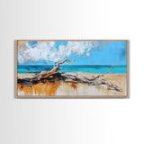 Seaside Driftwood, Nautical Wall Art, Rustic Decor, Coastal Wall Art, Beach House Art, Extra Wide Art, Canvas Print, Horizontal Wall Art