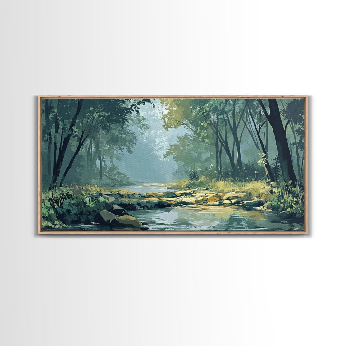 Misty Forest, Moody Art, Therapy Art, Joshua Tree Art, Landscape Painting, Wabi Sabi Wall Art, Nature Art, Framed Canvas Print