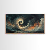 Ocean Storm, moody art, seascape painting, nautical wall art, Ozymandias art, extra wide art, dramatic waves, Framed Canvas Print