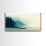 Misty Forest, smoky mountain art, pine tree art, moody art, wabi sabi wall art, green wall art, bedroom art, Framed Canvas Print